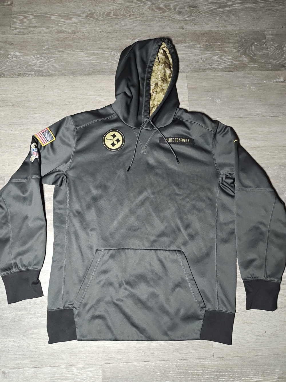 Pittsburgh Steelers Hoodie Sweatshirt Mens L Green Nike NFL Salute to Service